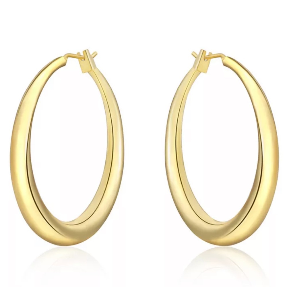 Gold plated 3.8 cm round hoop earrings - Picture 4 of 4